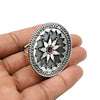 Adjustable Ring Birthstone Ruby 925 Sterling Silver Statement Jewelry