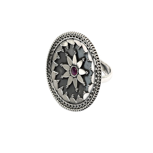 Adjustable Ring Birthstone Ruby 925 Sterling Silver Statement Jewelry