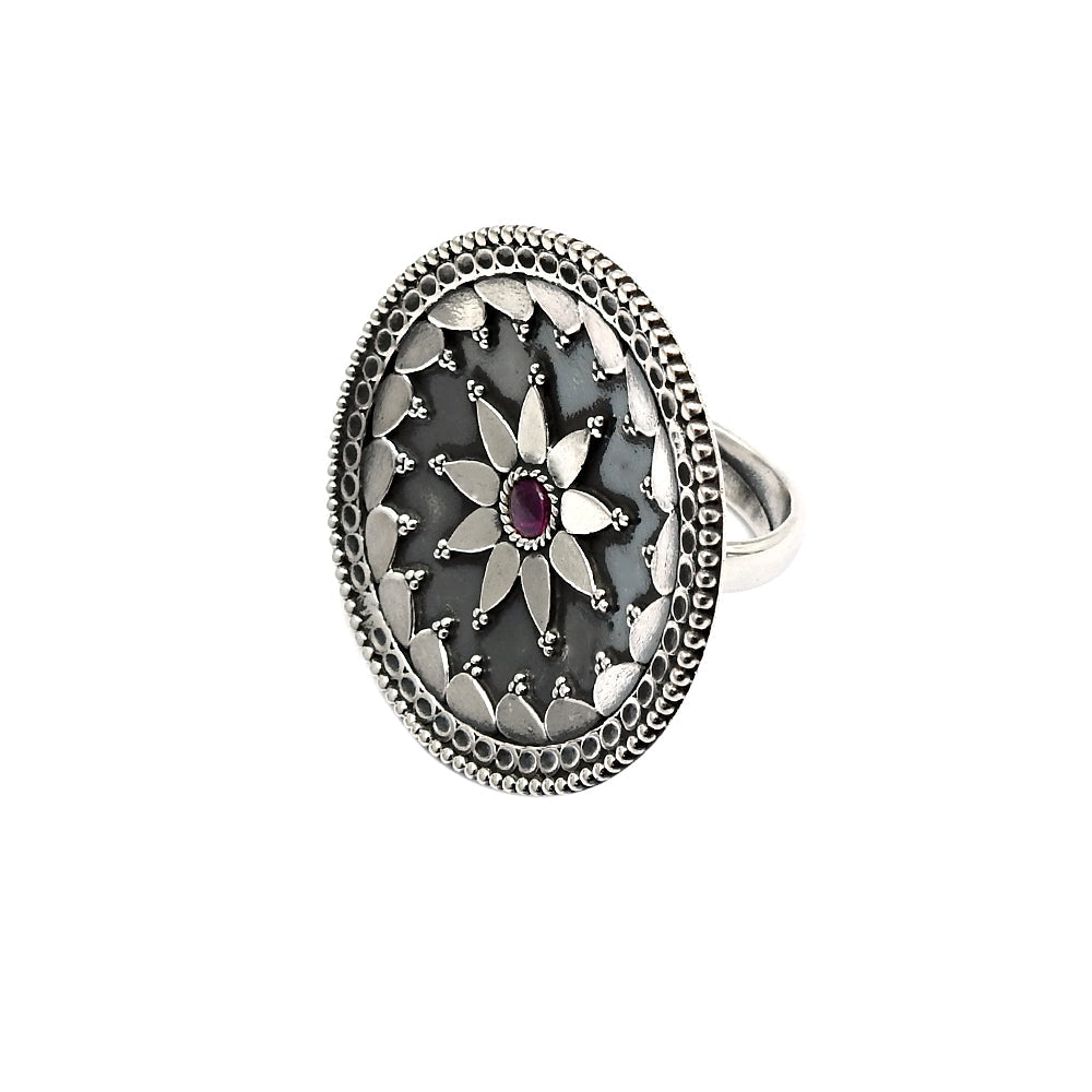 Adjustable Ring Birthstone Ruby 925 Sterling Silver Statement Jewelry