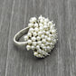 Natural White Pearls Statement Ring 925 Sterling Silver Jewelry Wedding Ring