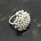 Natural White Pearls Statement Ring 925 Sterling Silver Jewelry Wedding Ring
