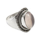 Heart Chakra Oval Natural Rose Quartz 925 Silver Bezel Band Elegant Ring