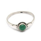 Round Green Onyx Gemstone Solid Silver Bezel Band Art Deco Wedding Ring