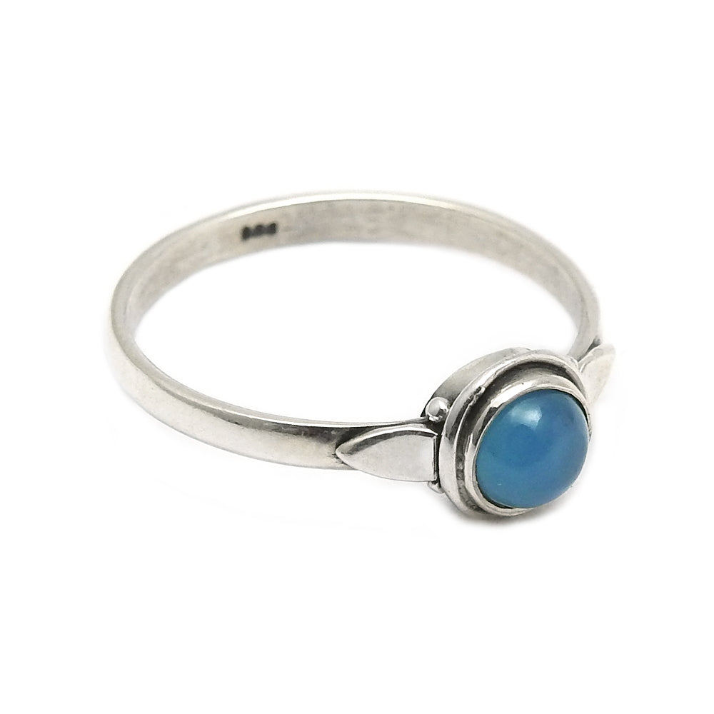 Round Chalcedony Gemstone Bezel Band Promise New Ring 925 Sterling Silver