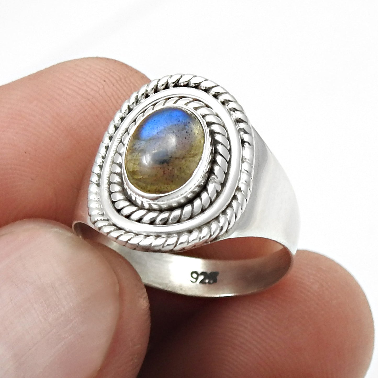 Labradorite Stone 925 Sterling Silver Bezel Cocktail Ring