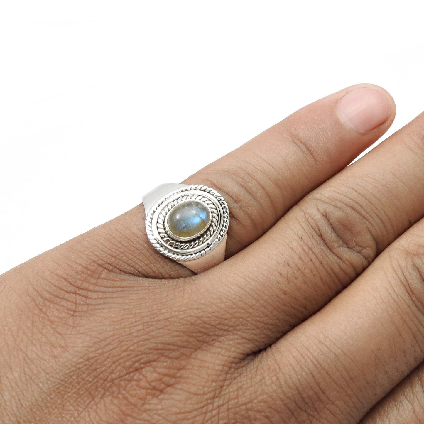 Labradorite Stone 925 Sterling Silver Bezel Cocktail Ring