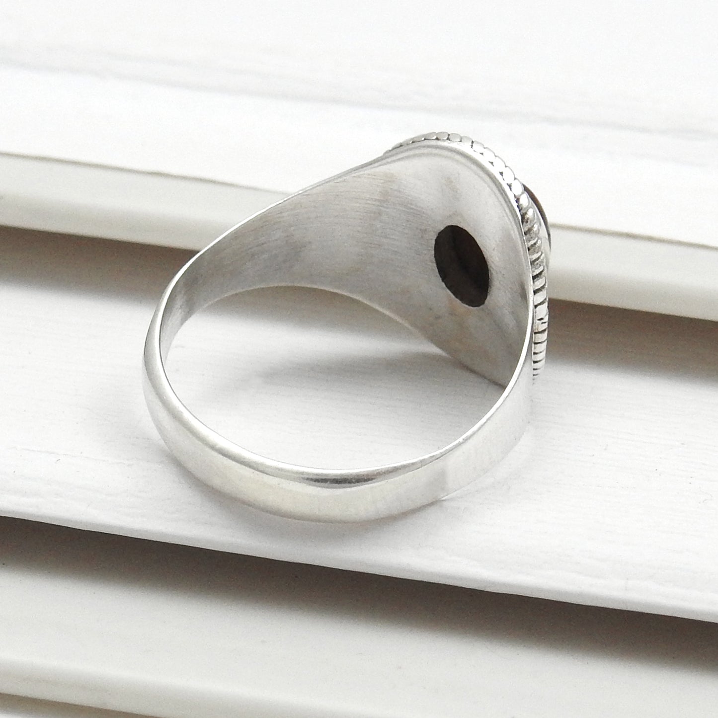 Sacral Chakra Tiger Eye Stone 925 Silver Ethnic Cocktail Ring