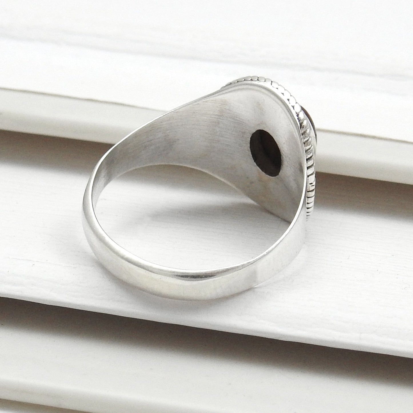 Sacral Chakra Tiger Eye Stone 925 Silver Ethnic Cocktail Ring