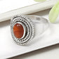 Women Gift Oval Natural Carnelian Solid 925 Silver Cocktail Ring