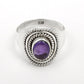 Oval Amethyst Stone Solid Silver February Birth Cocktail Bezel Ring Jewelry