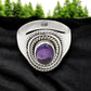 Oval Amethyst Stone Solid Silver February Birth Cocktail Bezel Ring Jewelry