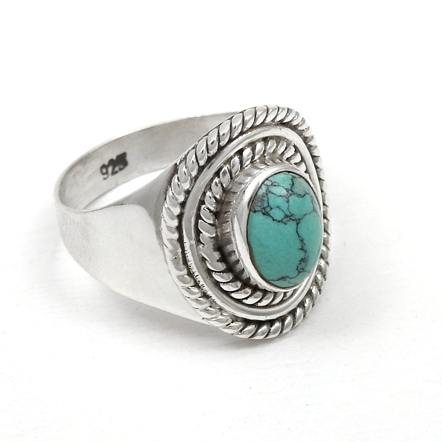 Turquoise Gemstone 925 Sterling Silver Throat Chakra Cocktail Ring