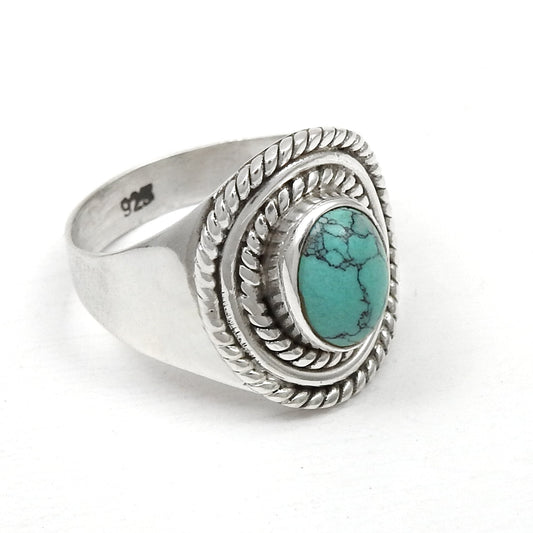 Turquoise Gemstone 925 Sterling Silver Throat Chakra Cocktail Ring