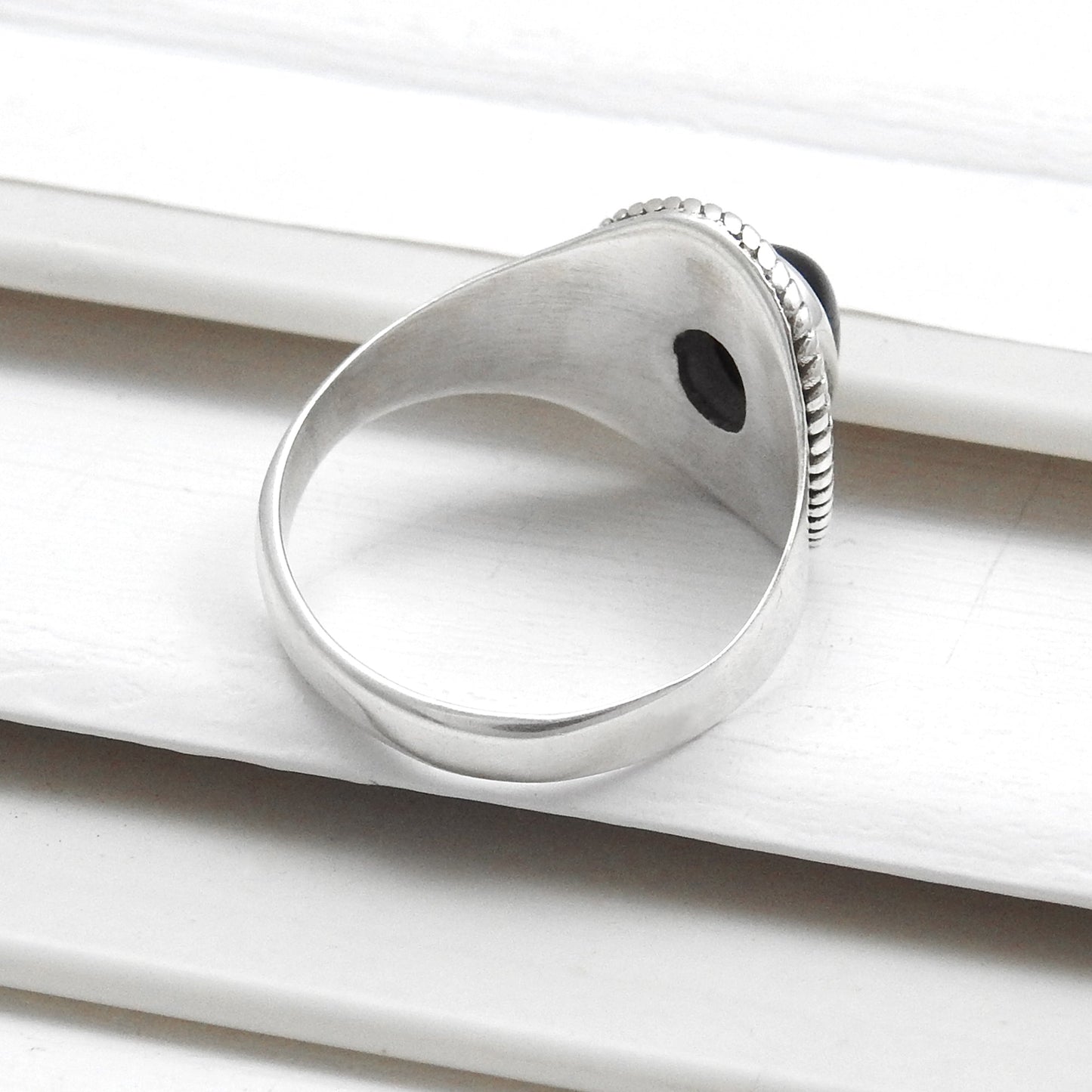 Black Onyx Gemstone Solid 925 Silver Women Gift Cocktail Ring