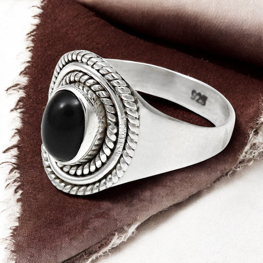 Black Onyx Gemstone Solid 925 Silver Women Gift Cocktail Ring