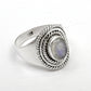 Rainbow Moonstone 925 Solid Silver Bezel Cocktail Ethnic Ring