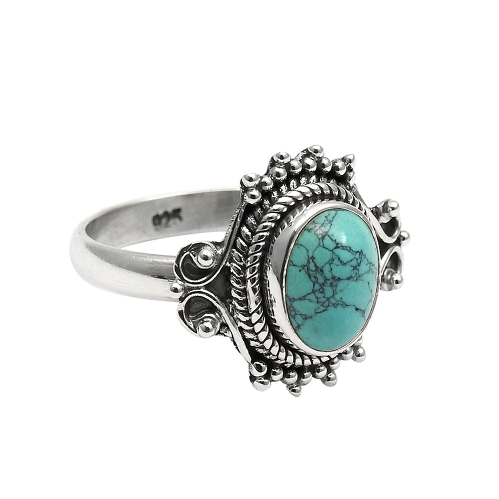 925 Sterling Silver Turquoise Gemstone Women Gift Statement Ring
