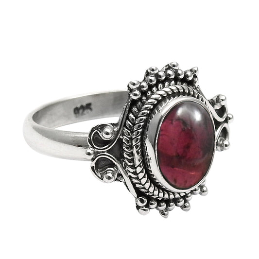 Oval Garnet Gemstone Anniversary Gift Cocktail Ring Solid 925 Silver