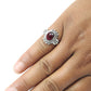 Oval Garnet Gemstone Anniversary Gift Cocktail Ring Solid 925 Silver