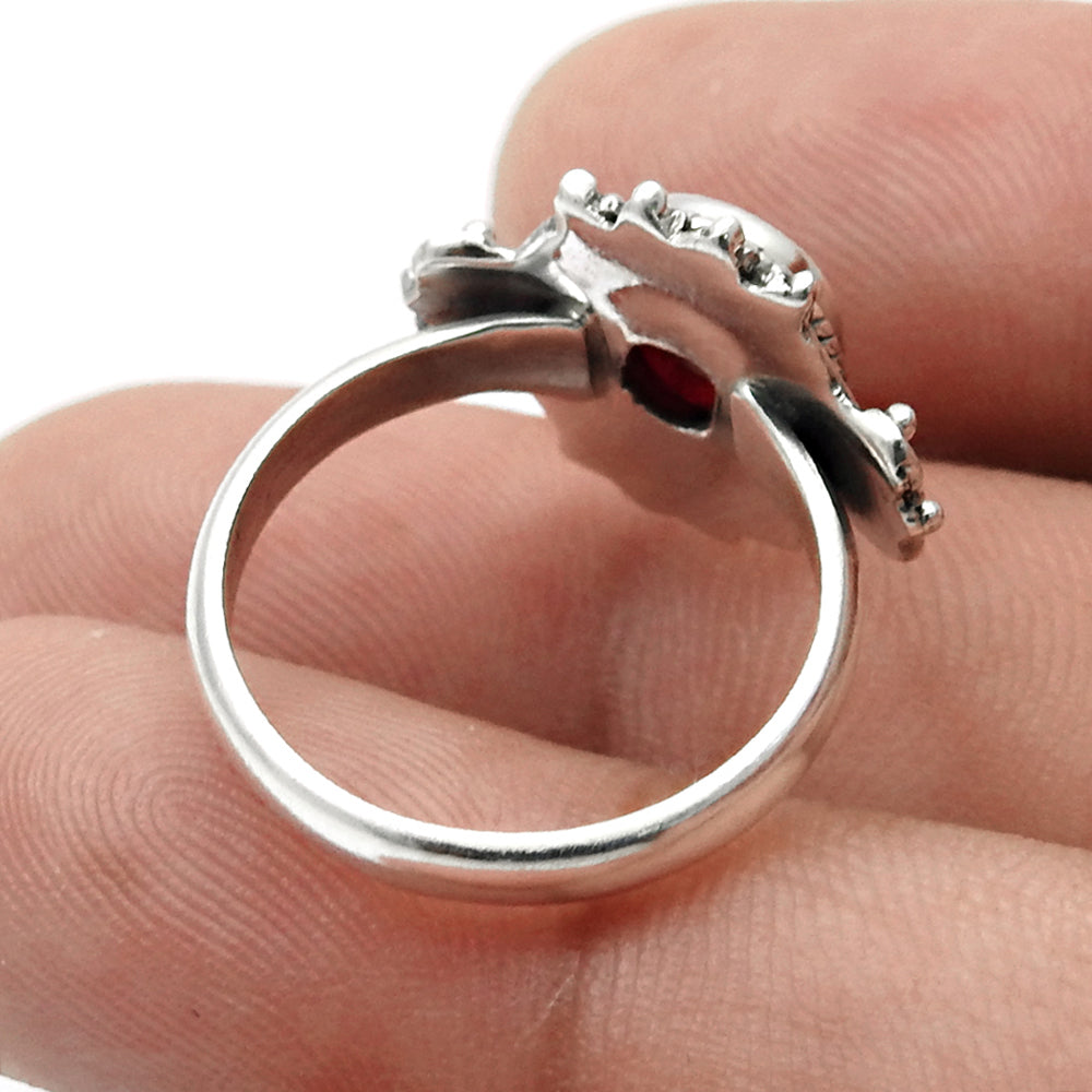 Oval Garnet Gemstone Anniversary Gift Cocktail Ring Solid 925 Silver
