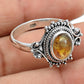 925 Sterling Silver Natural Amber Gemstone Trendy Statement Ring