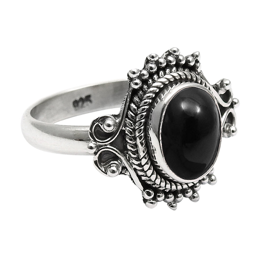 925 Sterling Silver Black Onyx Gemstone Anniversary Gift Ring
