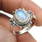 Oval Natural Rainbow Moonstone Sister Band Birthday Ring Sterling Silver