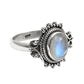Oval Natural Rainbow Moonstone Sister Band Birthday Ring Sterling Silver