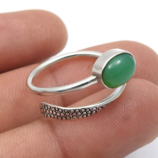 Chrysoprase Gemstone Friendship Day Statement Bezel Ring Sterling Silver