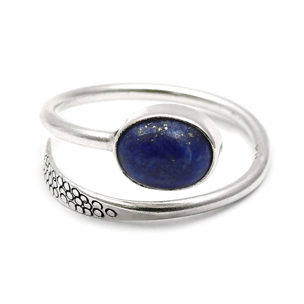 Sterling Silver Lapis Lazuli Gemstone September Birth Band Birthday Ring