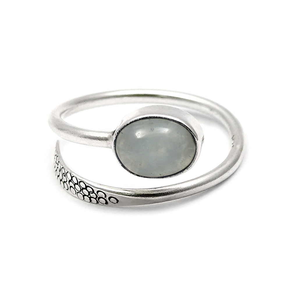 Sterling Silver Natural Moon Stone Cocktail Bezel Crown Chakra Ring