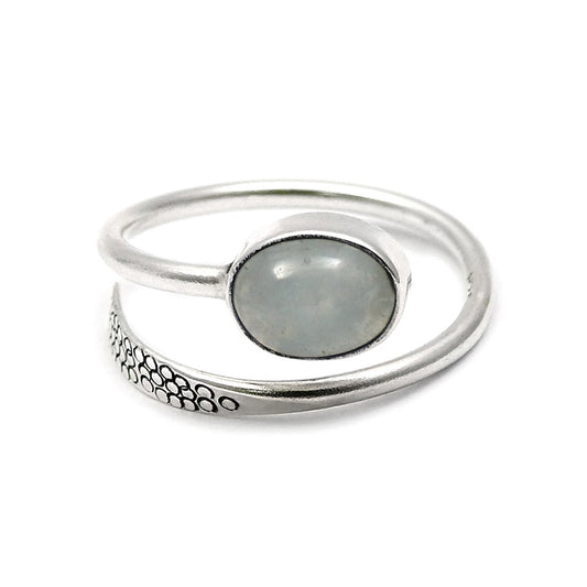 Sterling Silver Natural Moon Stone Cocktail Bezel Crown Chakra Ring