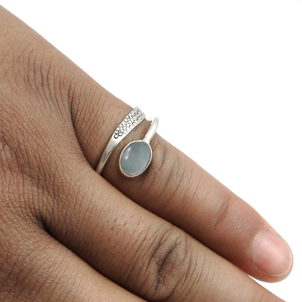 Sterling Silver Natural Moon Stone Cocktail Bezel Crown Chakra Ring