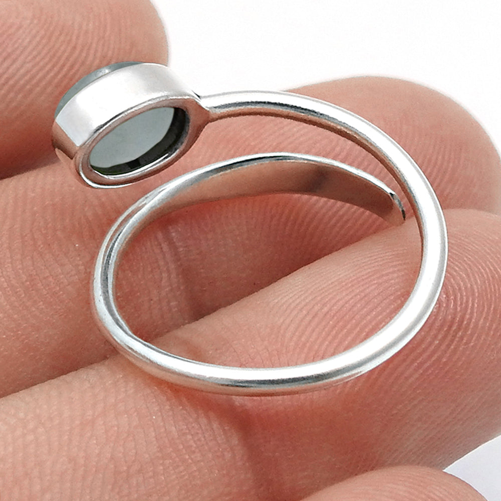 Sterling Silver Natural Moon Stone Cocktail Bezel Crown Chakra Ring