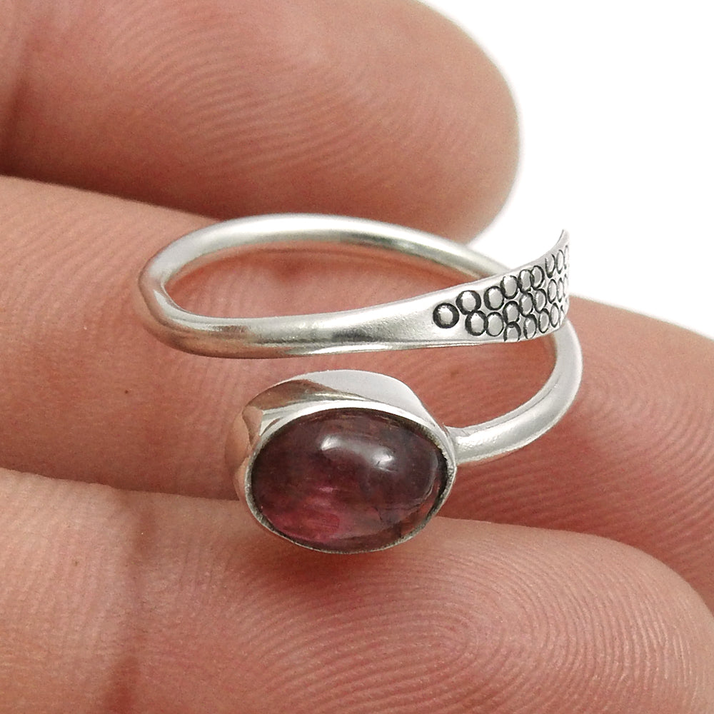 925 Sterling Silver Natural Pink Tourmaline Handmade Statement Ring