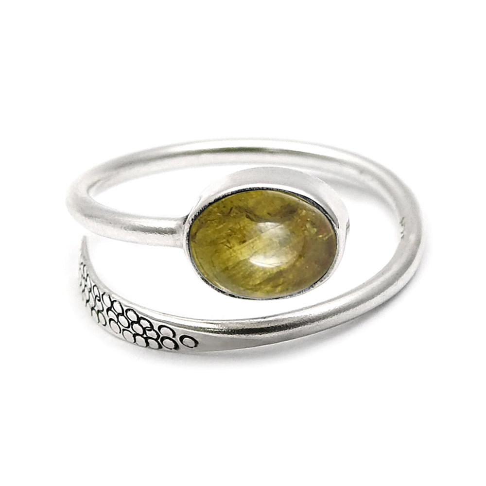 Solid 925 Silver Natural Yellow Tourmaline Gemstone Statement Ring
