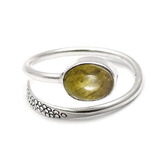 Solid 925 Silver Natural Yellow Tourmaline Gemstone Statement Ring
