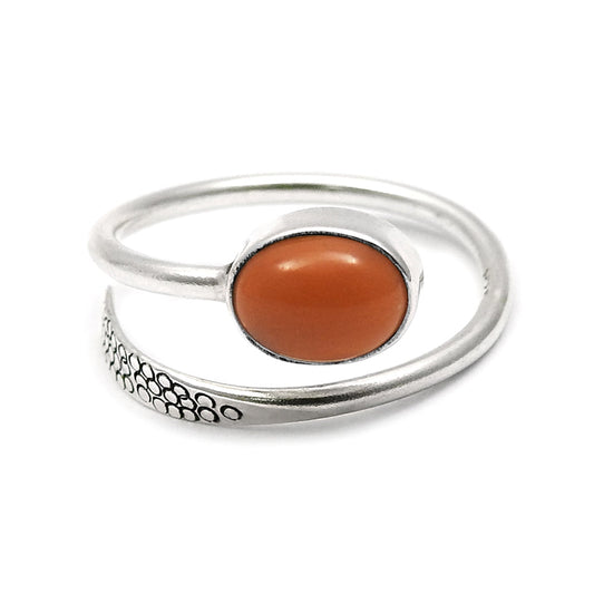 Sterling Silver Oval Carnelian Stone Statement Sacral Chakra Wife Ring