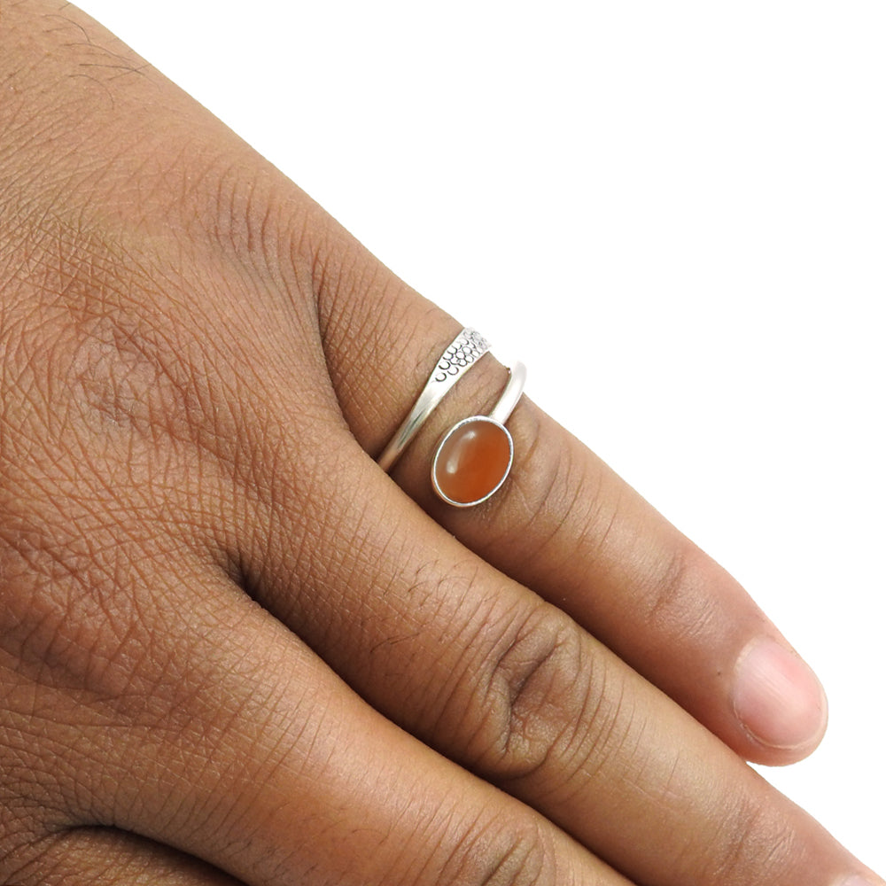 Sterling Silver Oval Carnelian Stone Statement Sacral Chakra Wife Ring