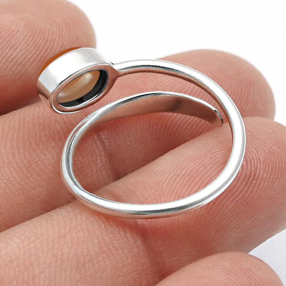 Sterling Silver Oval Carnelian Stone Statement Sacral Chakra Wife Ring
