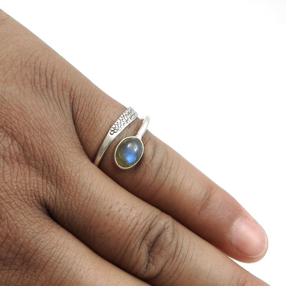 Labradorite Gemstone Sterling Silver Statement Best Friend Gift Boho Ring