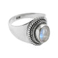 Natural Rainbow Moonstone Cocktail Bezel Sister Unique Ring Sterling Silver