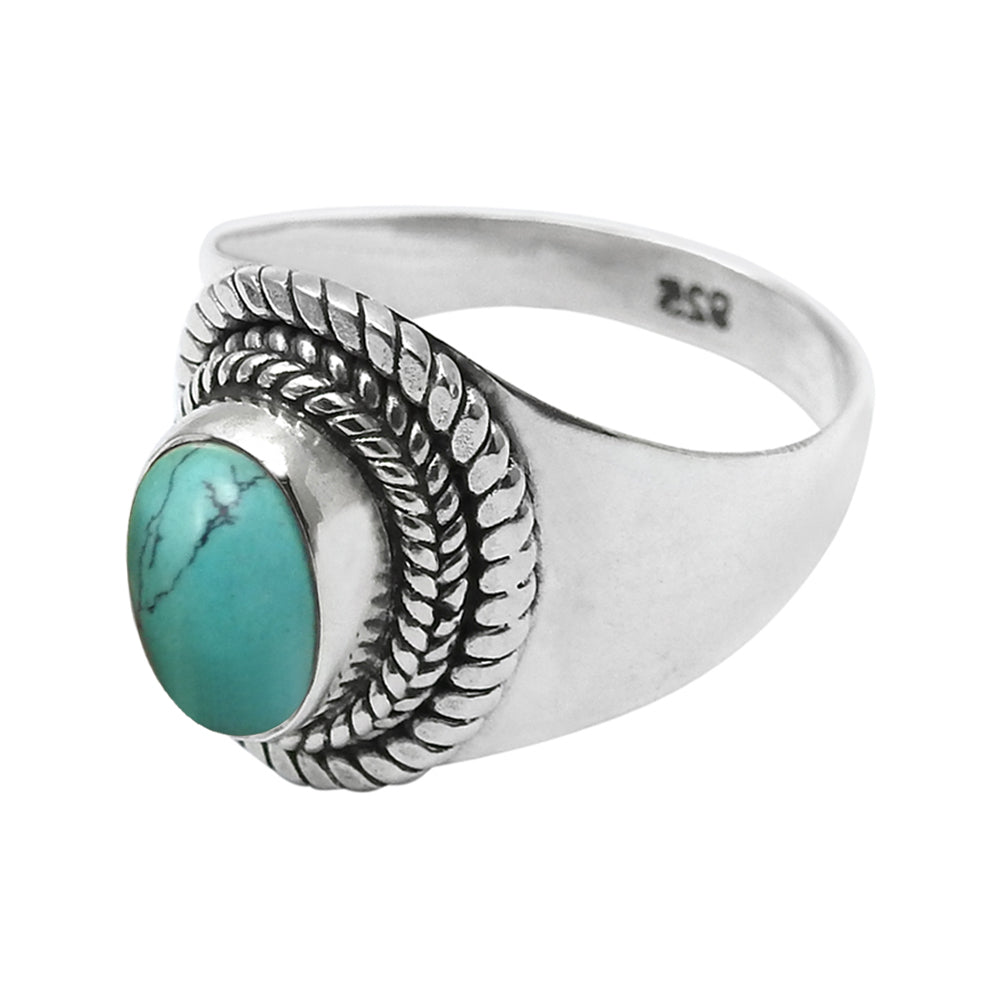 Friendship Day Deal Natural Turquoise Sterling Silver Wedding Cocktail Ring