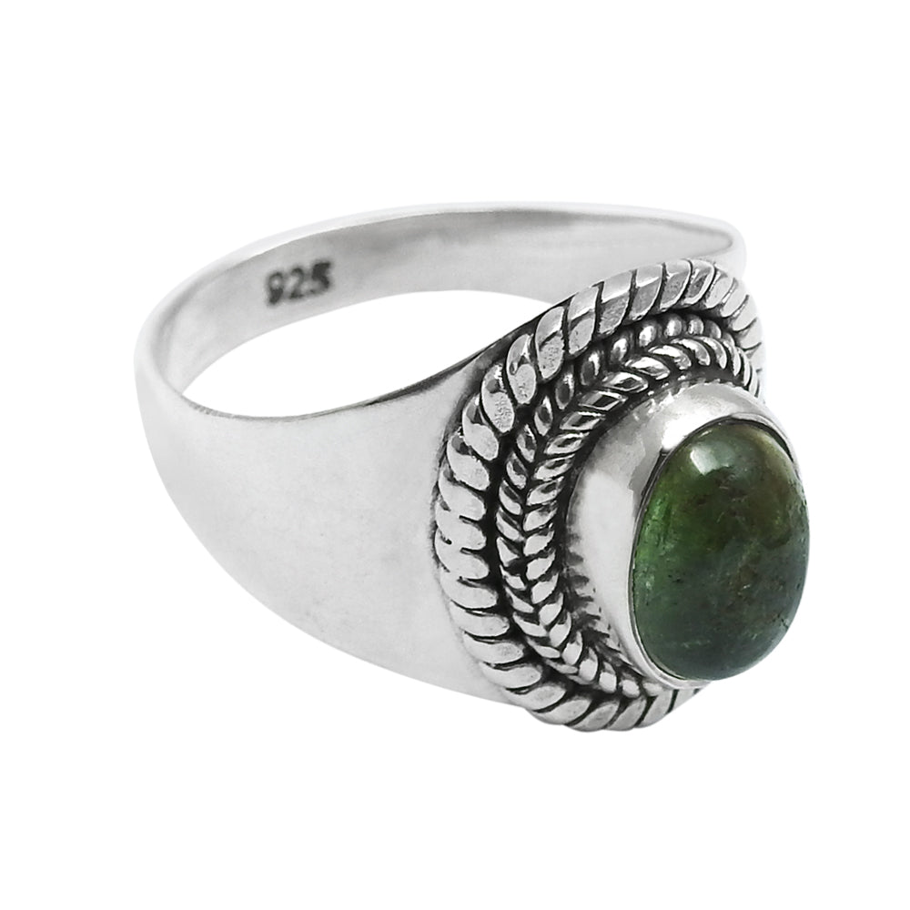 925 Sterling Silver Green Tourmaline Gemstone Statement Ring