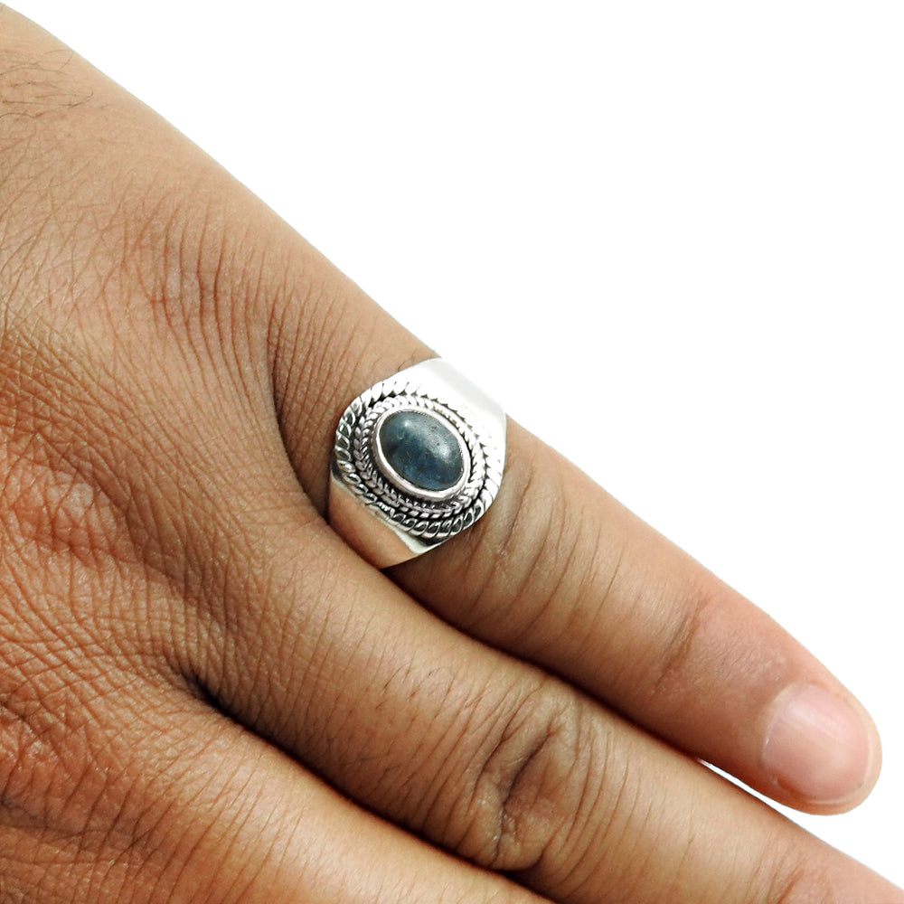 Solid 925 Sterling Silver Blue Tourmaline Gemstone Ring