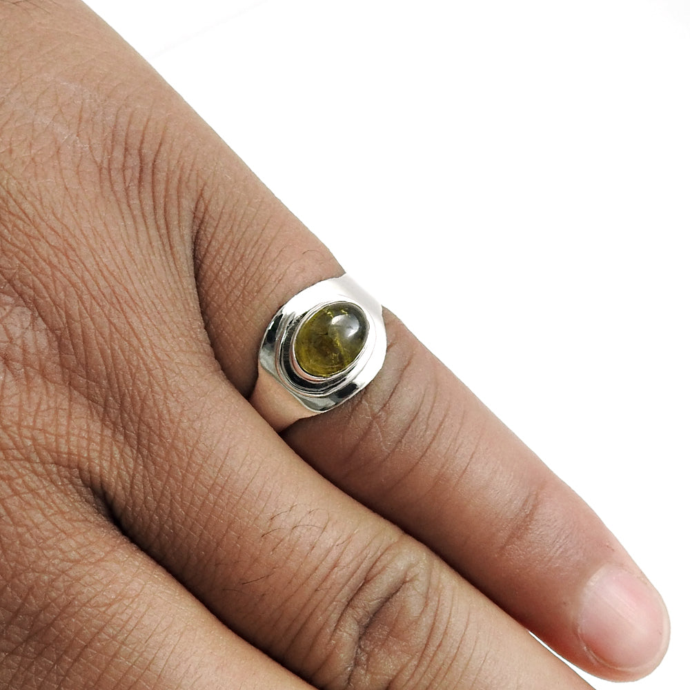 Natural Yellow Tourmaline 925 Sterling Silver Ring