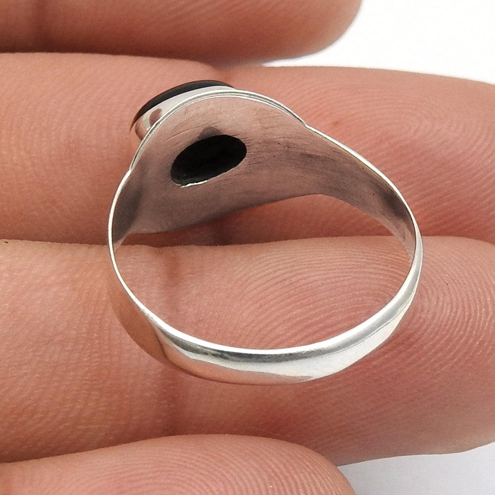 Sacral Chakra Natural Tiger Eye Sterling Silver Promise Band Sister Ring