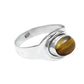 Sacral Chakra Natural Tiger Eye Sterling Silver Promise Band Sister Ring