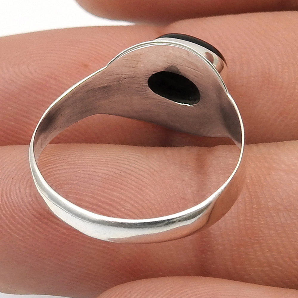 Sacral Chakra Natural Tiger Eye Sterling Silver Promise Band Sister Ring