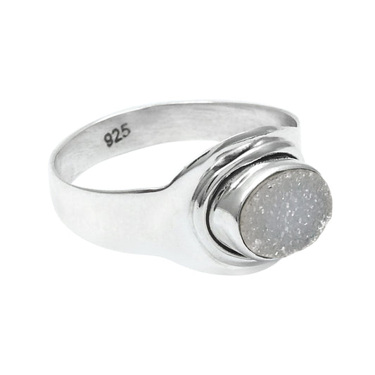 Sterling Silver Natural Druzy Bezel Sisters Day Statement Daughter Ring